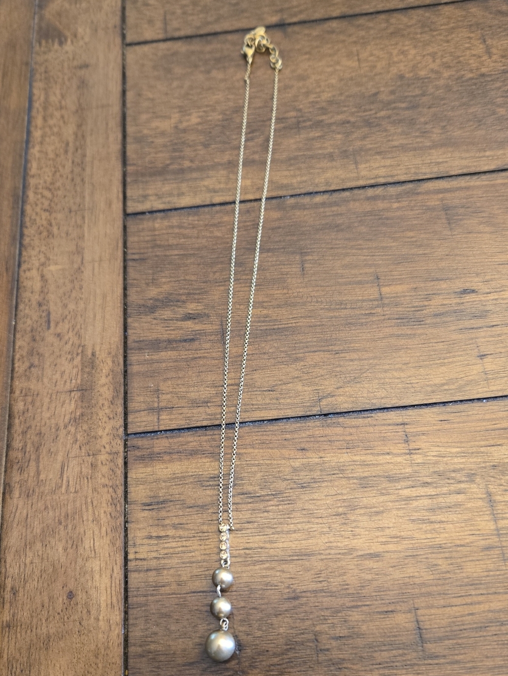 Monet Gold-Tone Triple Pearl Pendant Necklace